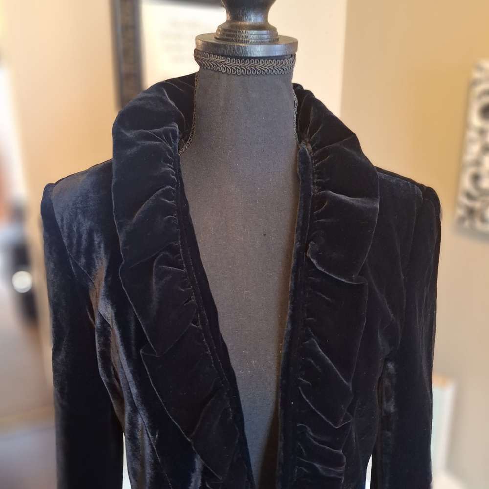 Elegant Black Velvet Women's Blazer Jacket 6 - Picture 9 of 16
